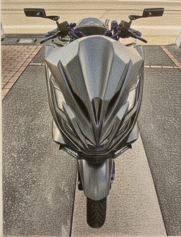 PCX：顔つきが変わるデビルマスクの装着