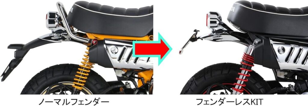 モンキー125のフェンダーレス：キタコとアクティブの独自レイアウトと防滴性