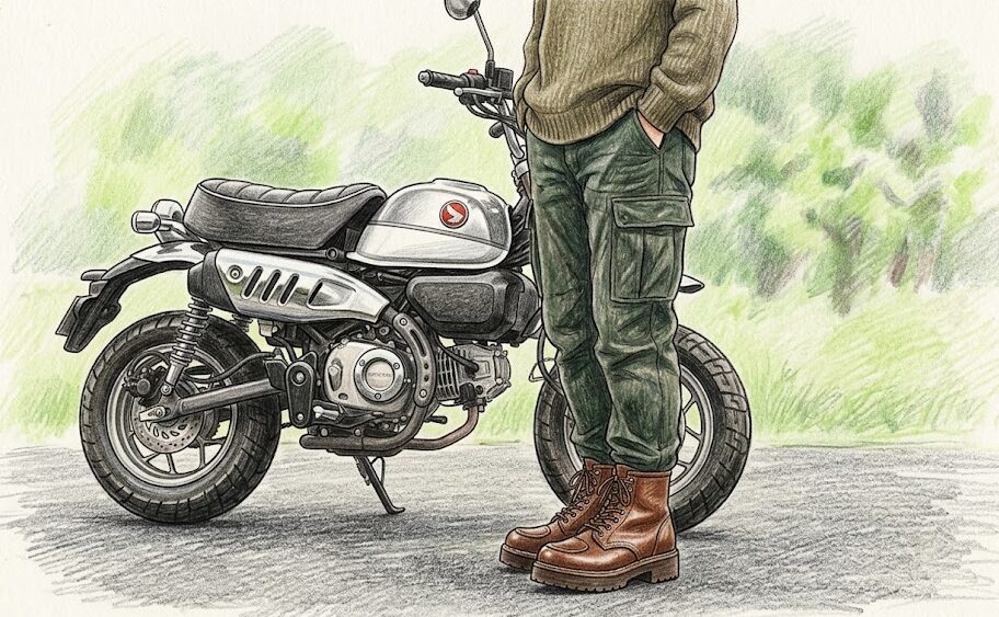 モンキー125女子：ローダウン手法と厚底ブーツ