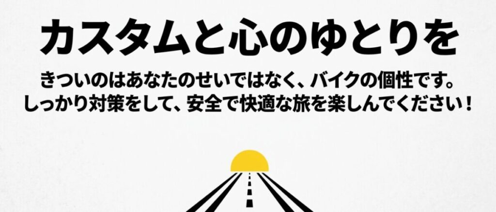 カスタムと心のゆとりを持ち、レブル250の個性を理解して安全で快適な旅を楽しむためのまとめ