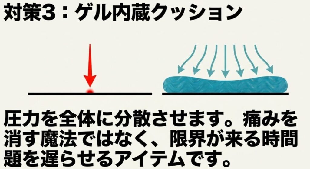 レブル250：ゲル内蔵クッションを使用して圧力を全体に分散させ、お尻の痛みの限界を遅らせる対策の解説