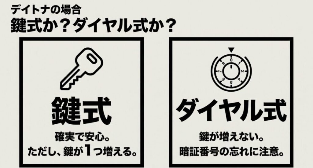 CBR400R向けデイトナヘルメットホルダーの鍵式とダイヤル式について、鍵の管理や暗証番号の注意点を比較
