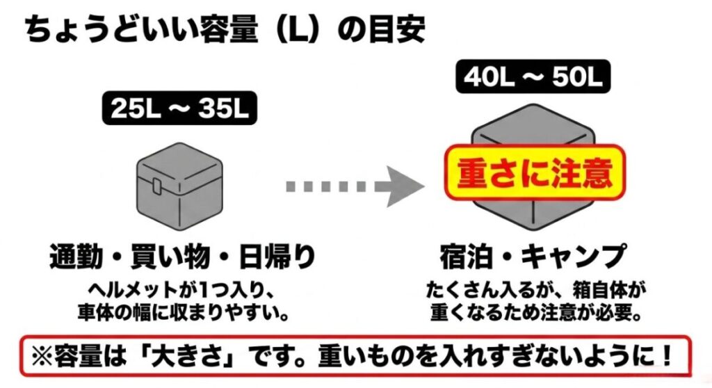 CBR400Rのリアボックス容量25Lから50Lまでの用途別目安と重量への注意点