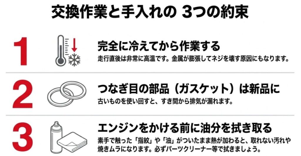 CRF250Lのマフラー交換で守るべき冷却・新品ガスケット・油分除去の3つの注意点
